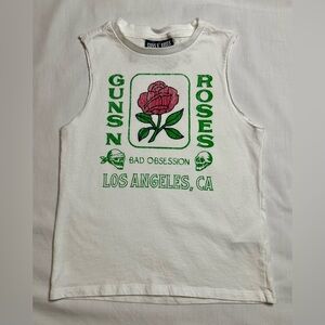 Cotton On Guns N Roses White Cut Off  with Green and Red Graphic